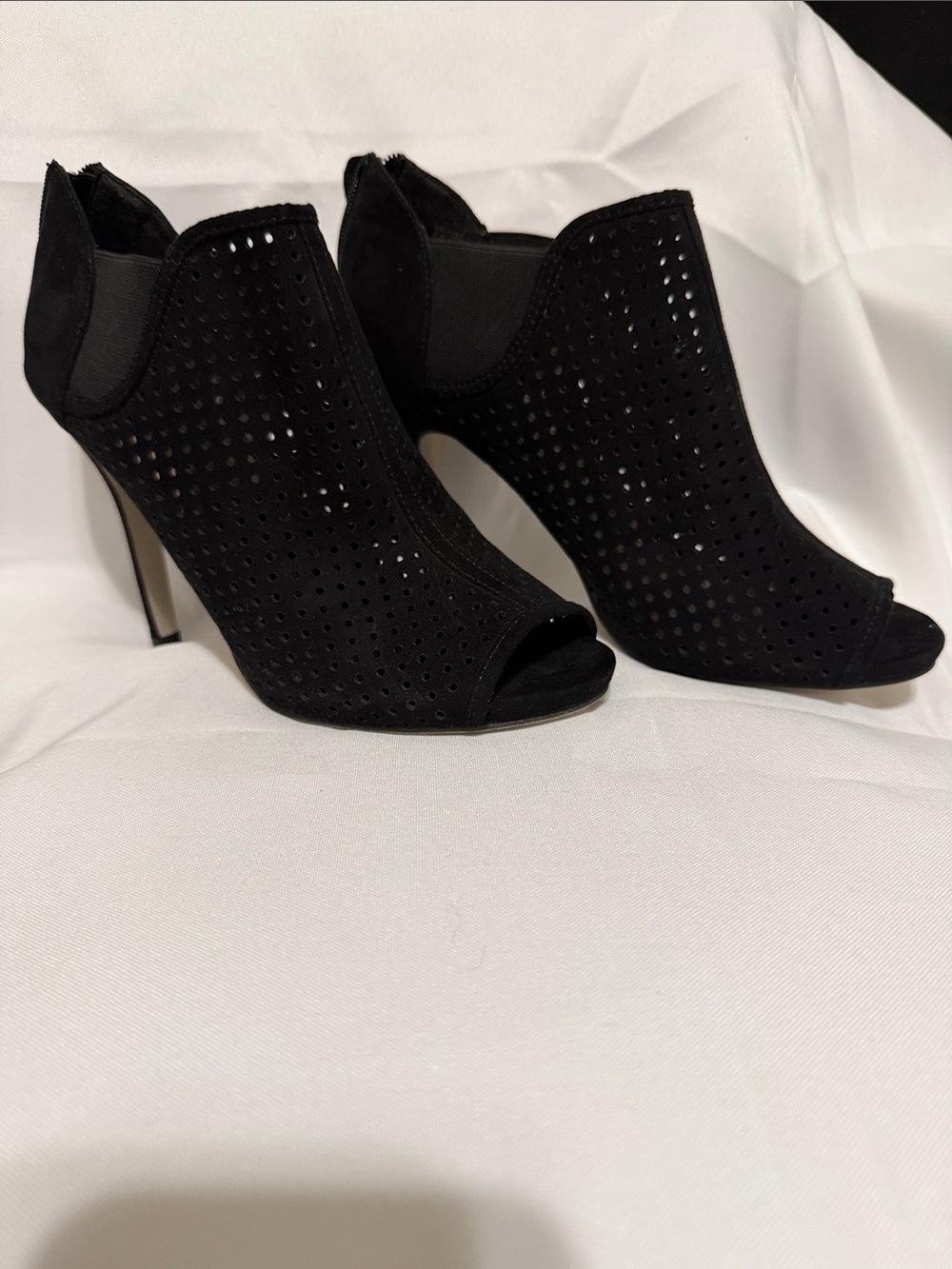 Madden Girl Black Perforated Peep-Toe Heel Booties